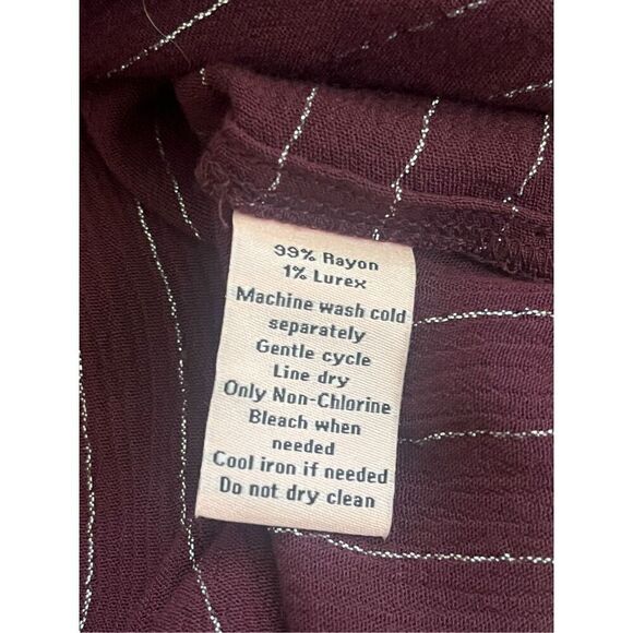 Juicy Couture Vintage Burgundy Wrap Top Metallic Long Bell Sleeve Plus Size Blou - Picture 5 of 7